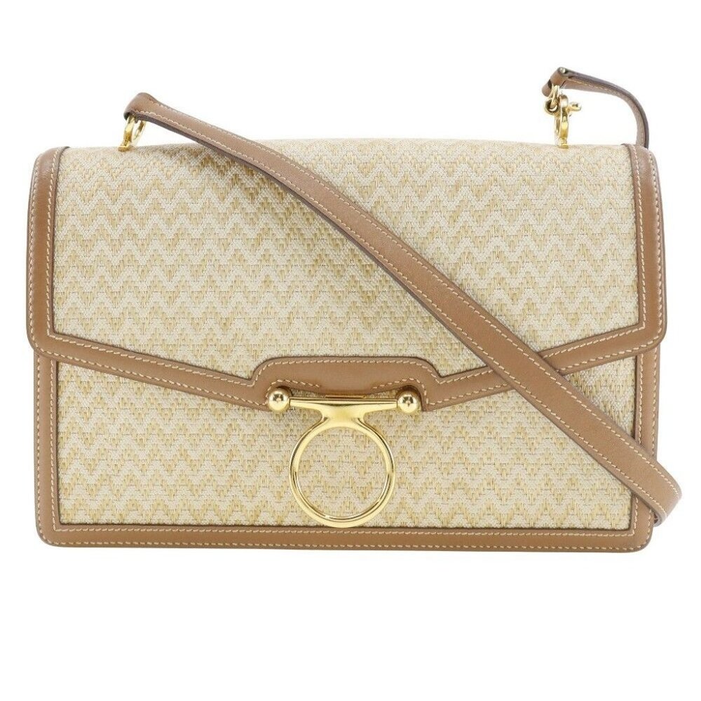 HERMES Vintage Shoulder Bag canvas Women